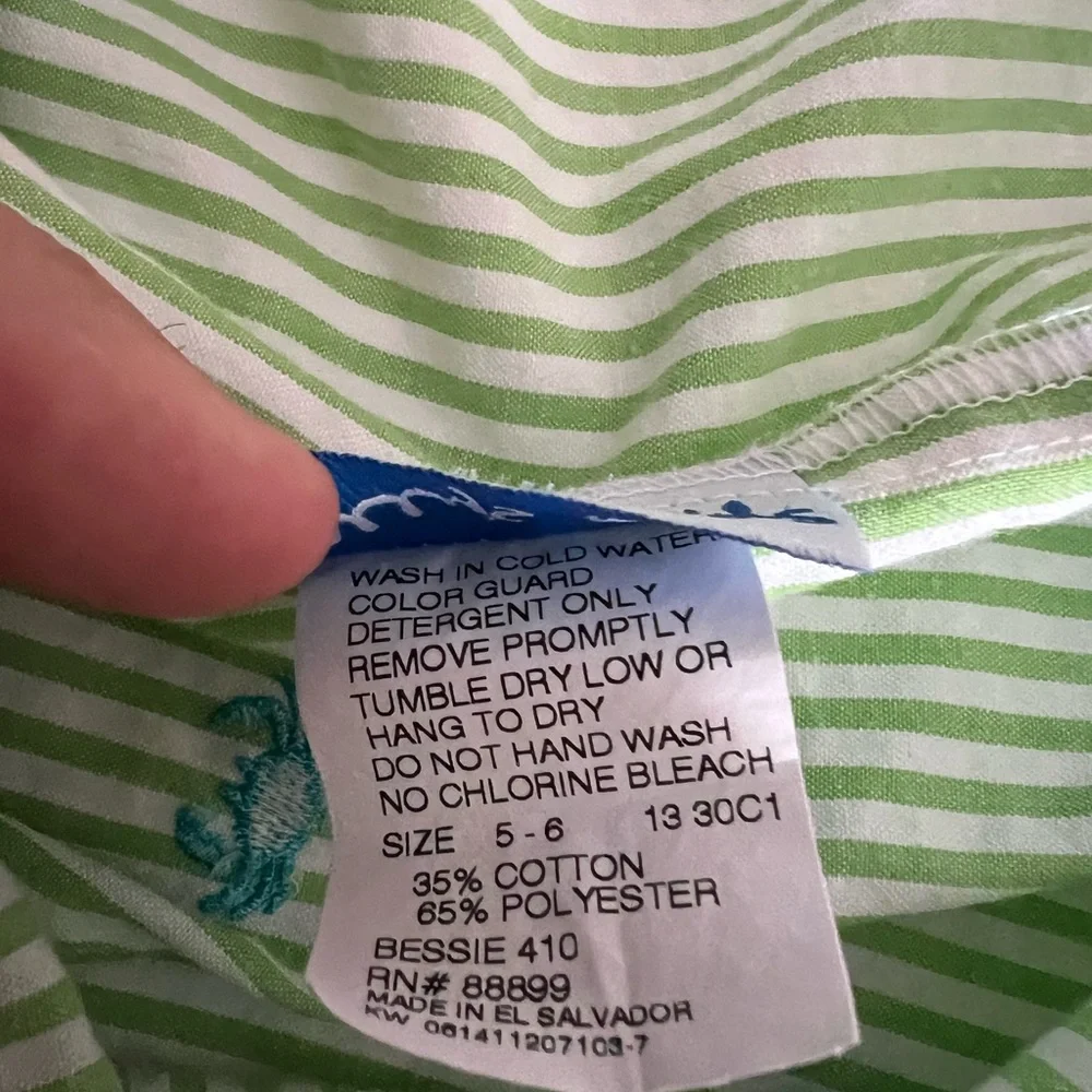 Little girls green and white sleeveless dress - Picture 5 of 8